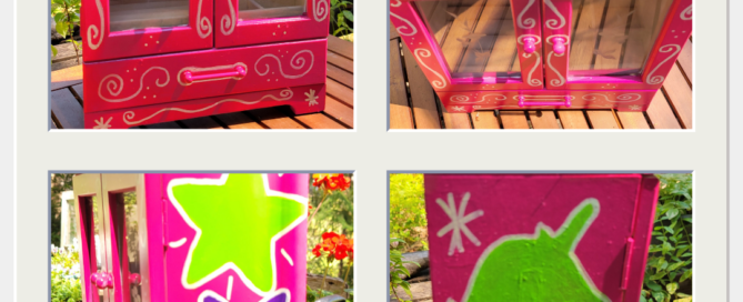 The transformed bog standard jewelry box into a hot pink wonder fit for a 5 year old.