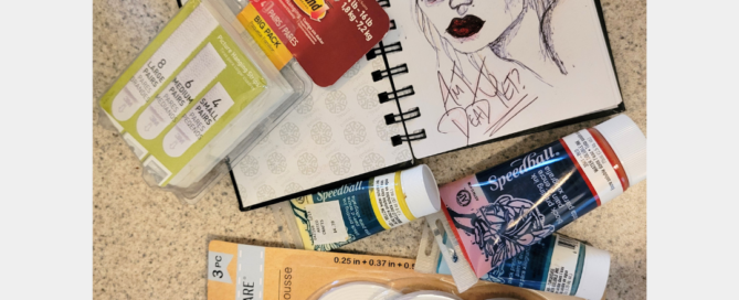 Art Supplies from the neighborhood garage sale.