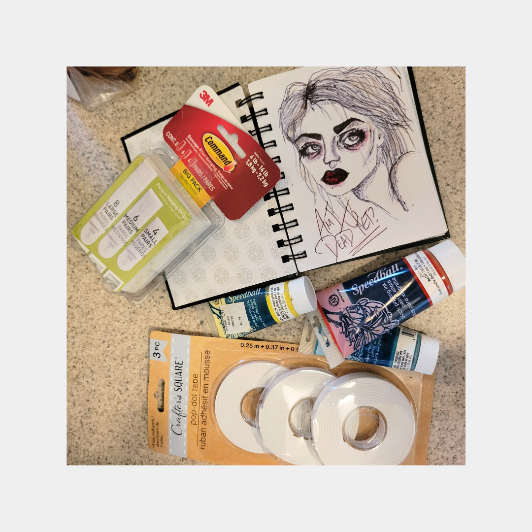 Art Supplies from the neighborhood garage sale.